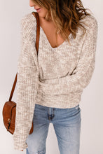 Load image into Gallery viewer, Heathered Chunky Knit Twisted Open Back Sweater
