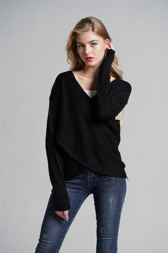 Tulip Hem Surplice Knit Sweater