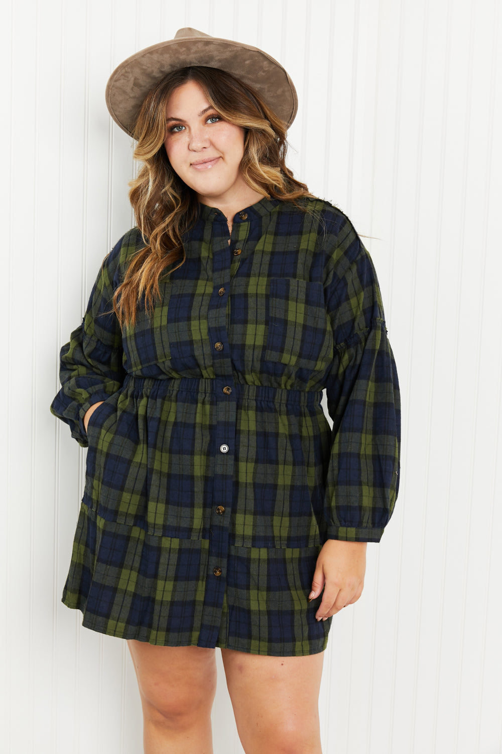 Davi & Dani Make an Entrance Full Size Button Front Shirt Dress