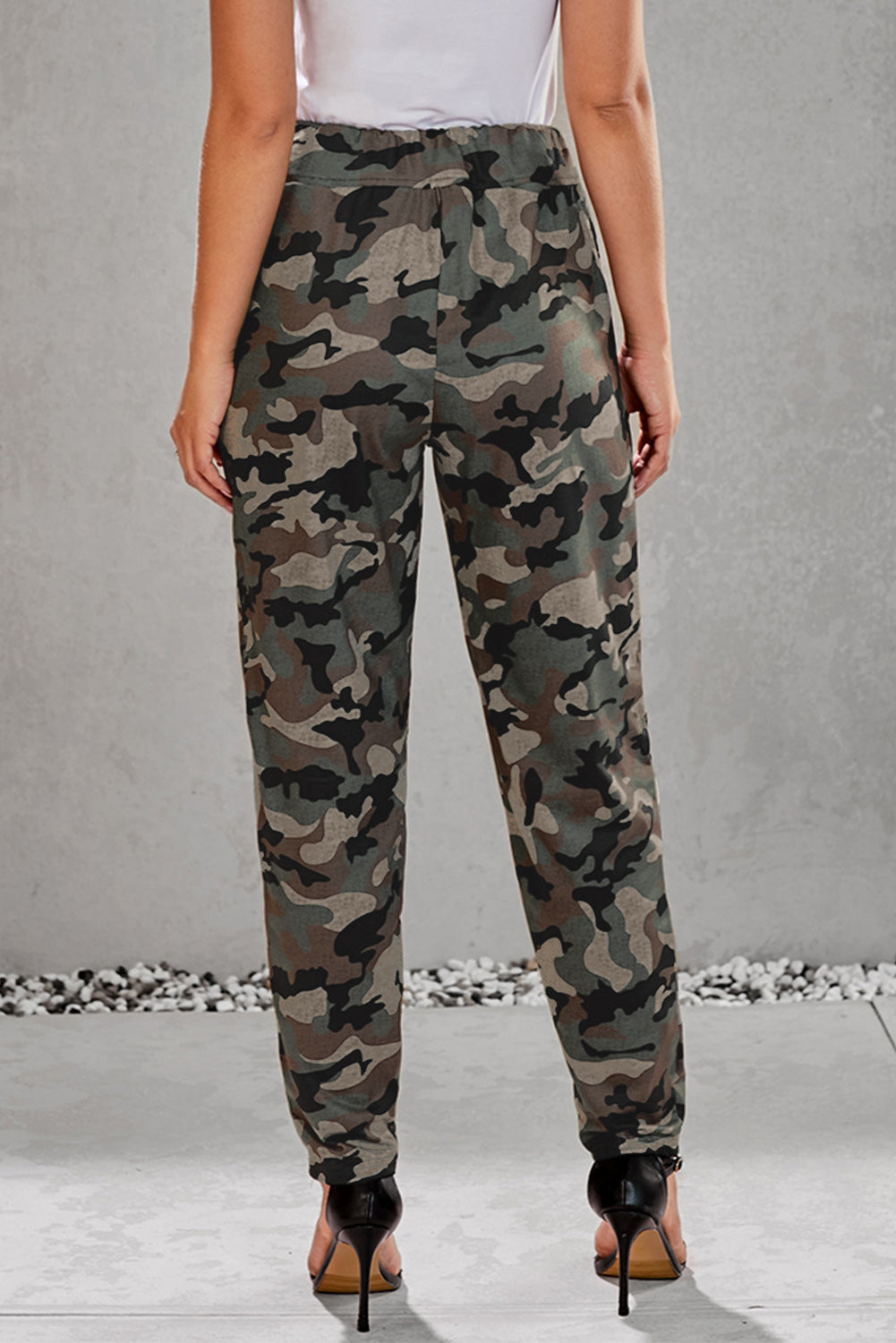 Pocketed Camouflage Drawstring Joggers