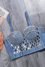 Load image into Gallery viewer, Rhinestone Denim Bustier
