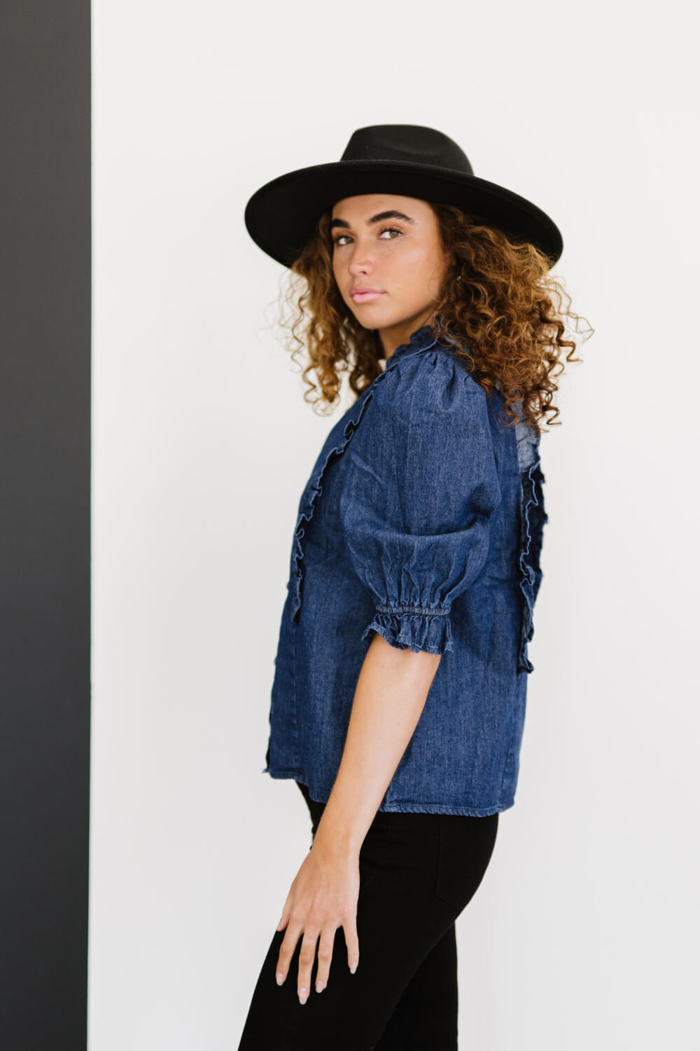 Sweet Generis Be True Full Size Run Denim Top