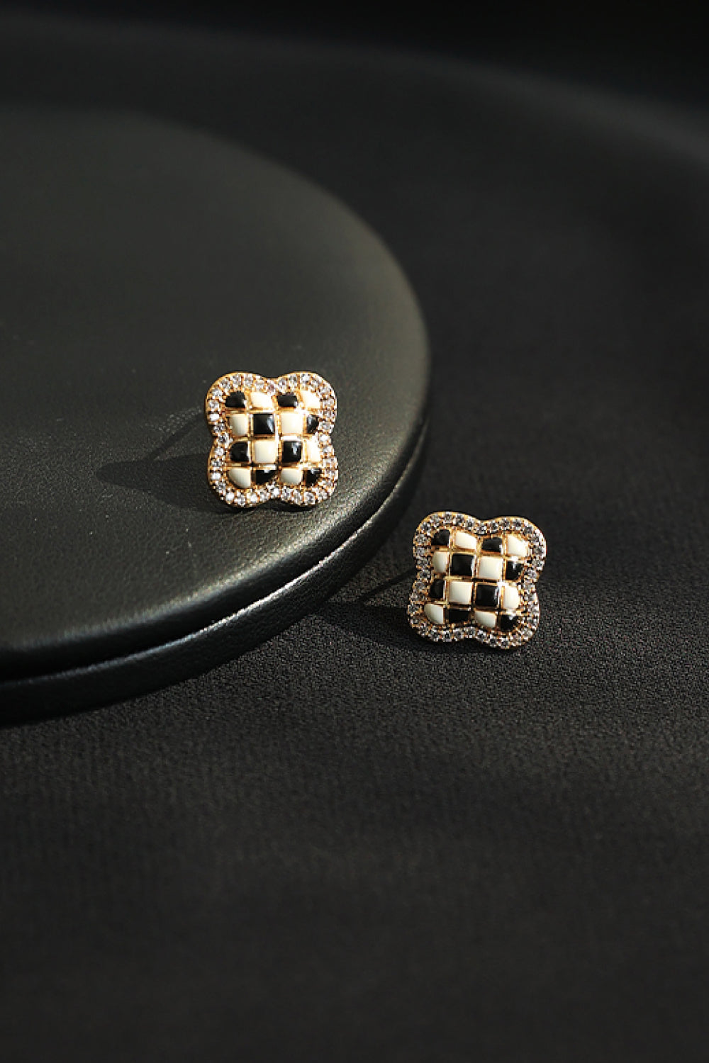 Checkered Decorative Rhinestone Stud Earrings