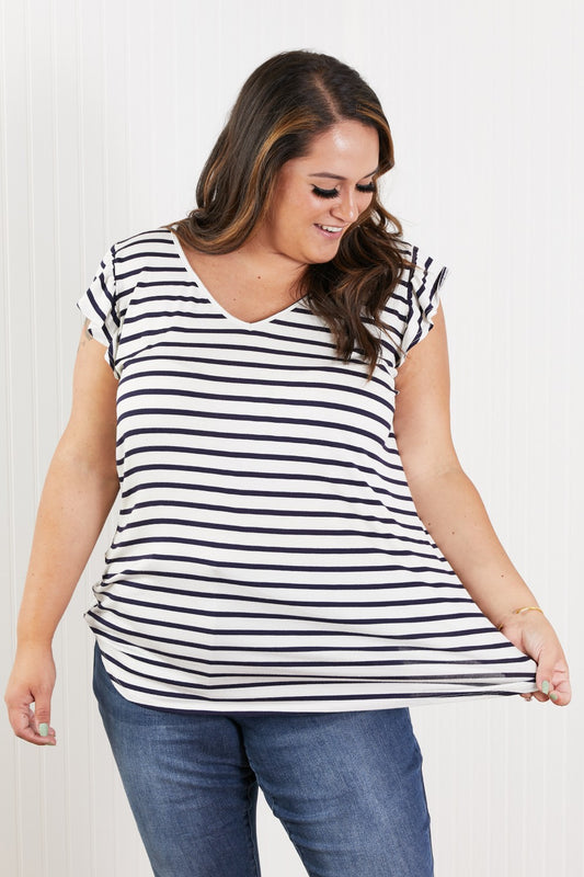 Sew In Love Illuminate the Way Full Size Striped Tee in Navy