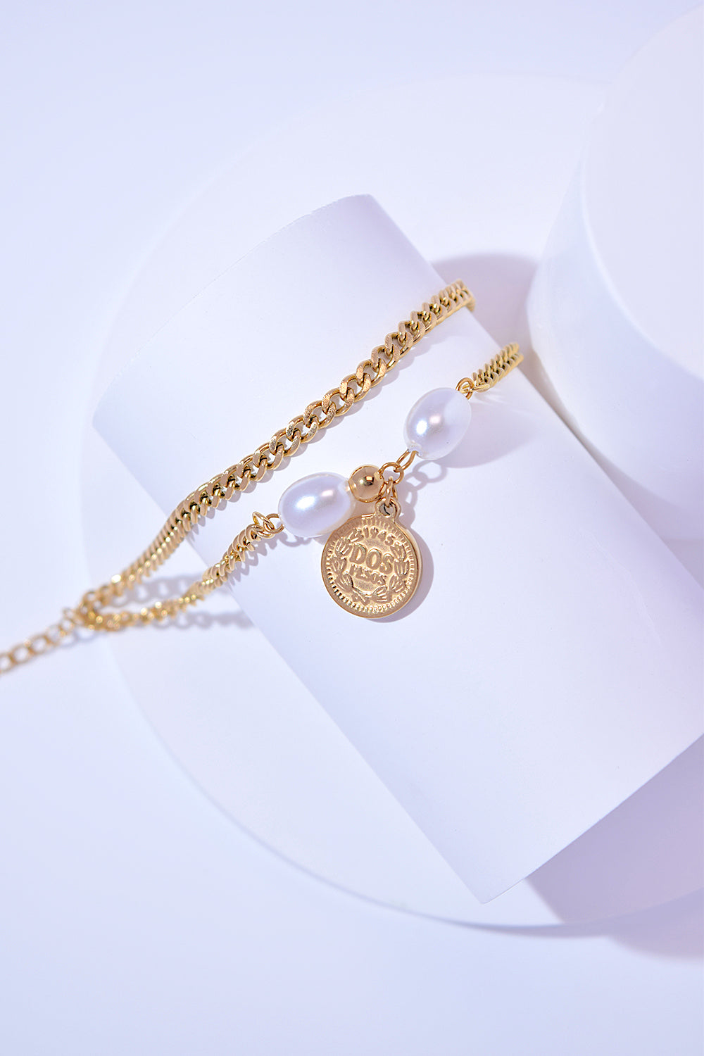 Double-Layered Coin Charm Bracelet