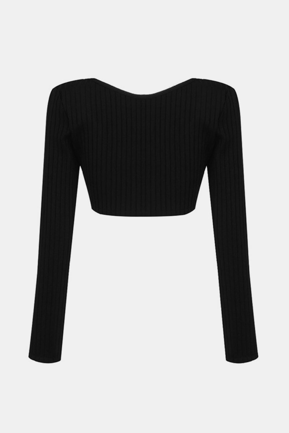 Rib-Knit Scoop Neck Long Sleeve Cropped Cardigan