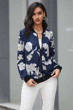 Load image into Gallery viewer, Floral Zip Up Crewneck Bomber Jacket
