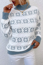 Load image into Gallery viewer, Snowflake Contrast Trim Long Sleeve Sweater
