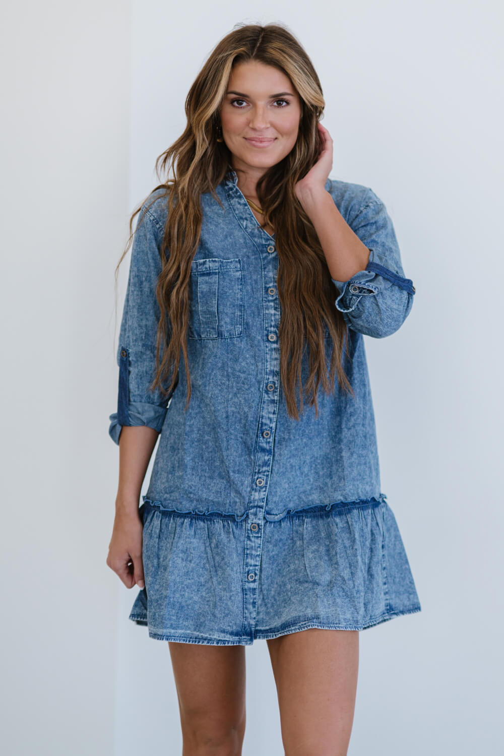 Zenana Sugar and Spice Full Size Run Chambray Dress