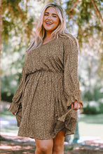 Load image into Gallery viewer, Plus Size Animal Print Long Flounce Sleeve Dress
