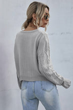 Load image into Gallery viewer, Cable-Knit Dropped Shoulder Cropped Sweater
