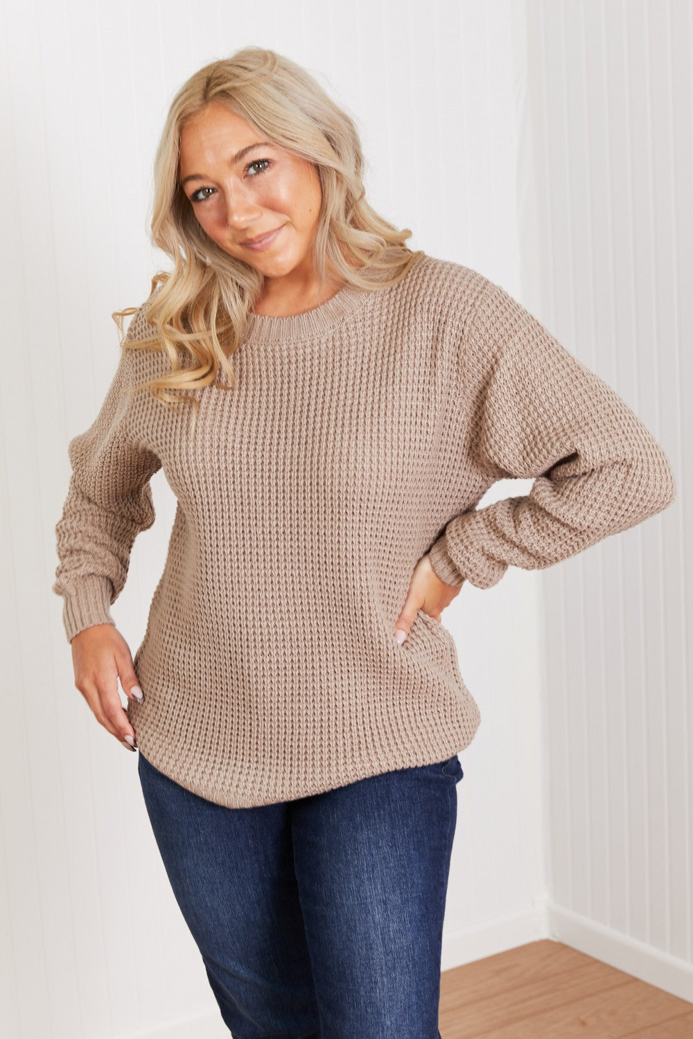 Zenana Autumn is Calling Full Size Waffle Knit Sweater