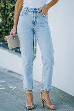 Load image into Gallery viewer, Acid Wash Straight Leg Ankle-Length Jeans
