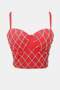 Grid Rhinestone Bustier