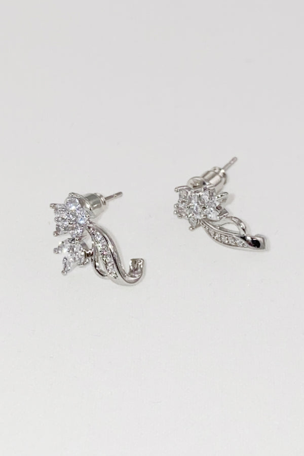 Floral Cubic Zirconia Stud Earrings