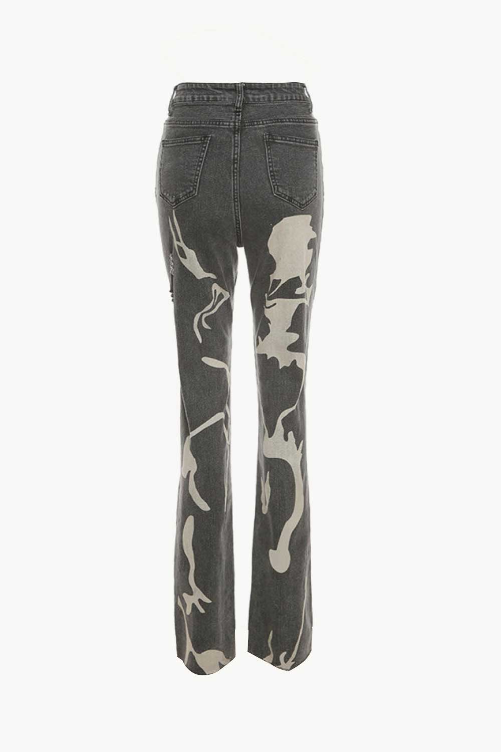 Abstract High-Rise Distressed Jeans