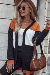 Color Block Longline Cardigan Sweater