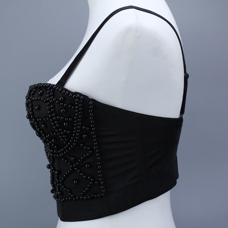 Faux Pearl Beaded Bustier