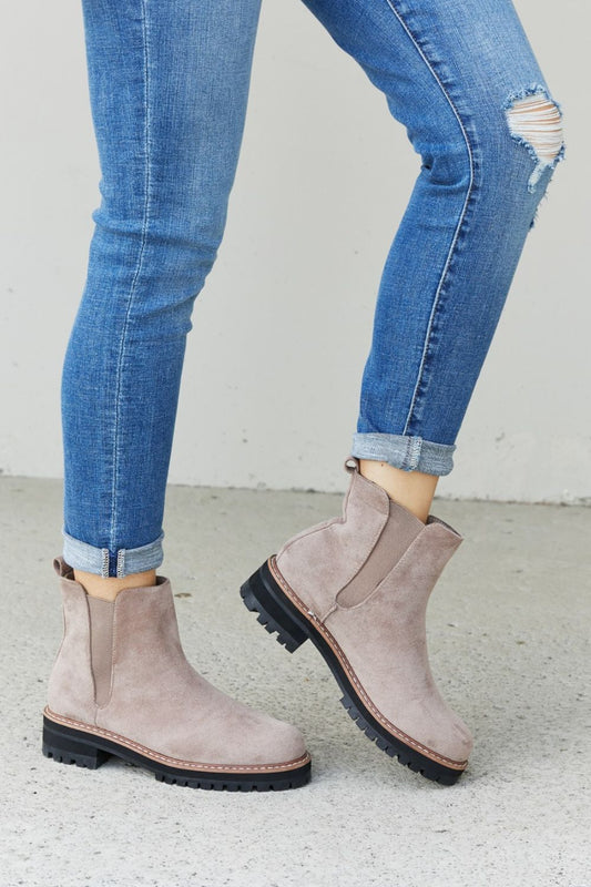 Weeboo Elastic Panel Faux Leather Booties