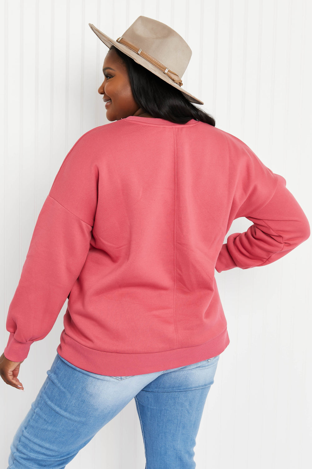 Zenana Making S'mores Full Size Crewneck Sweatshirt with Side Pockets