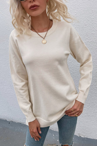 Round Neck Dropped Shoulder Sweater