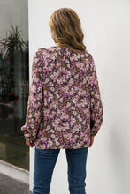 Load image into Gallery viewer, Floral Tie Neck Long Sleeve Blouse
