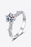 925 Sterling Silver Inlaid Moissanite 6-Prong Ring