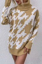 Load image into Gallery viewer, Houndstooth Long Sleeve Turtleneck Sweater
