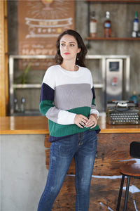 Striped Crewneck Long Sleeve Pullover Sweater