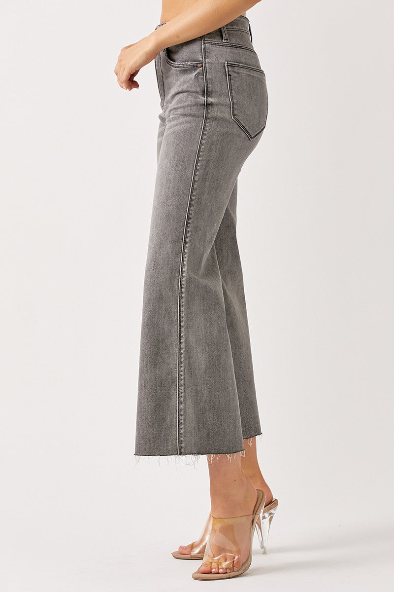 RISEN Raw Hem Cropped Flare Jeans