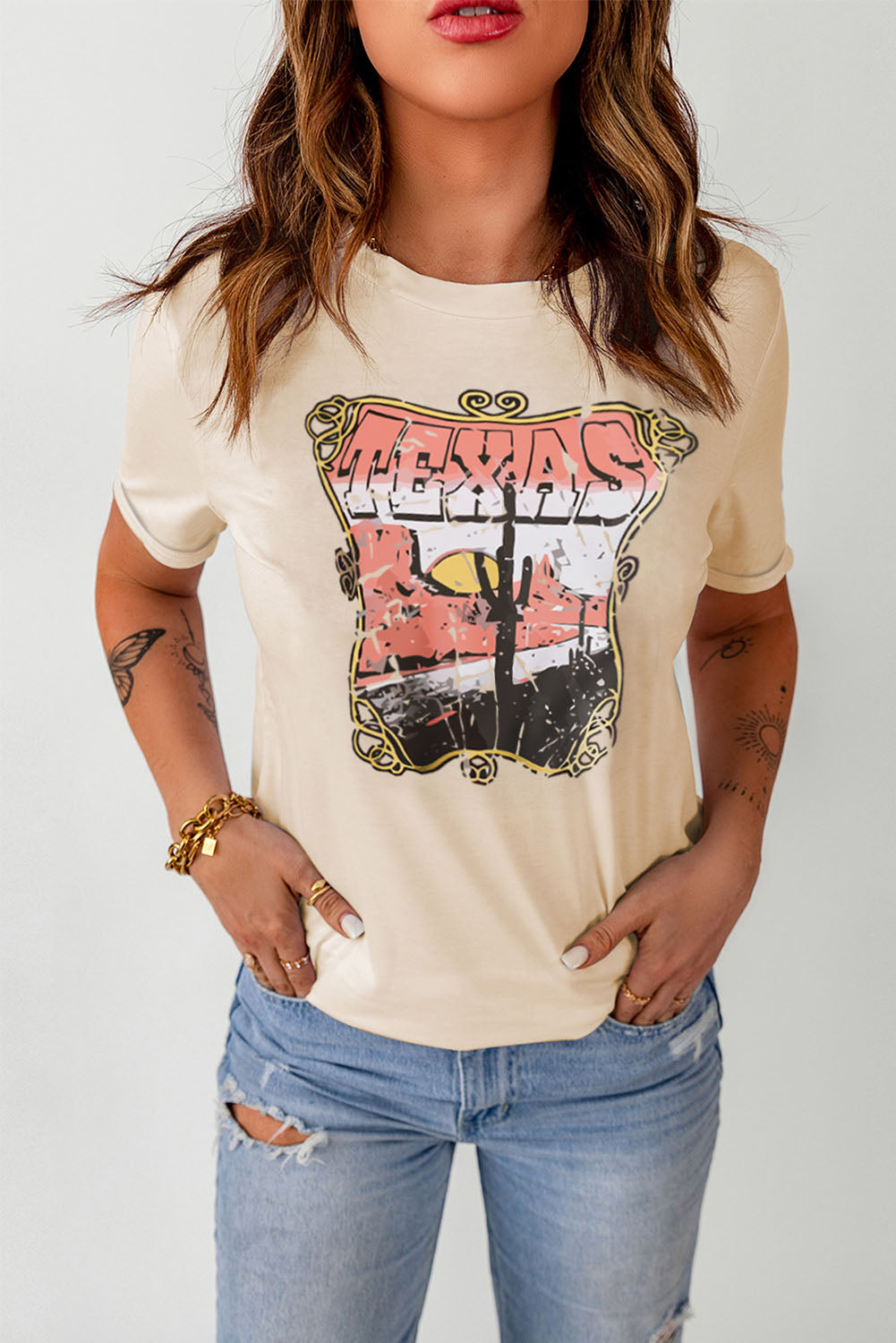 TEXAS Graphic Cuffed Tee Shirt