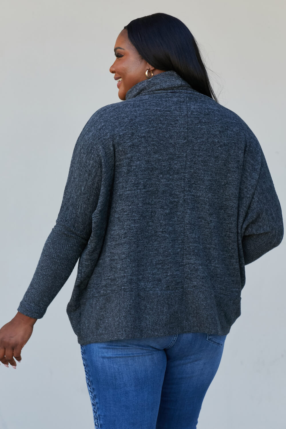 Zenana Full Size Brushed Cowl Neck Sweater