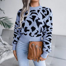 Load image into Gallery viewer, Abstract Print Ribbed Trim Long Sleeve Sweater
