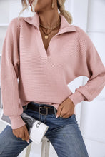 Load image into Gallery viewer, Horizontal-Ribbing Balloon Sleeve Collared Pullover
