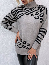 Load image into Gallery viewer, Animal Print Turtleneck Sweater
