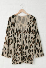 Load image into Gallery viewer, Leopard Bell Sleeve Open Front Knit Cardigan
