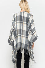 Load image into Gallery viewer, Plaid Open Front Kimono with Fringe
