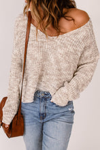 Load image into Gallery viewer, Heathered Chunky Knit Twisted Open Back Sweater
