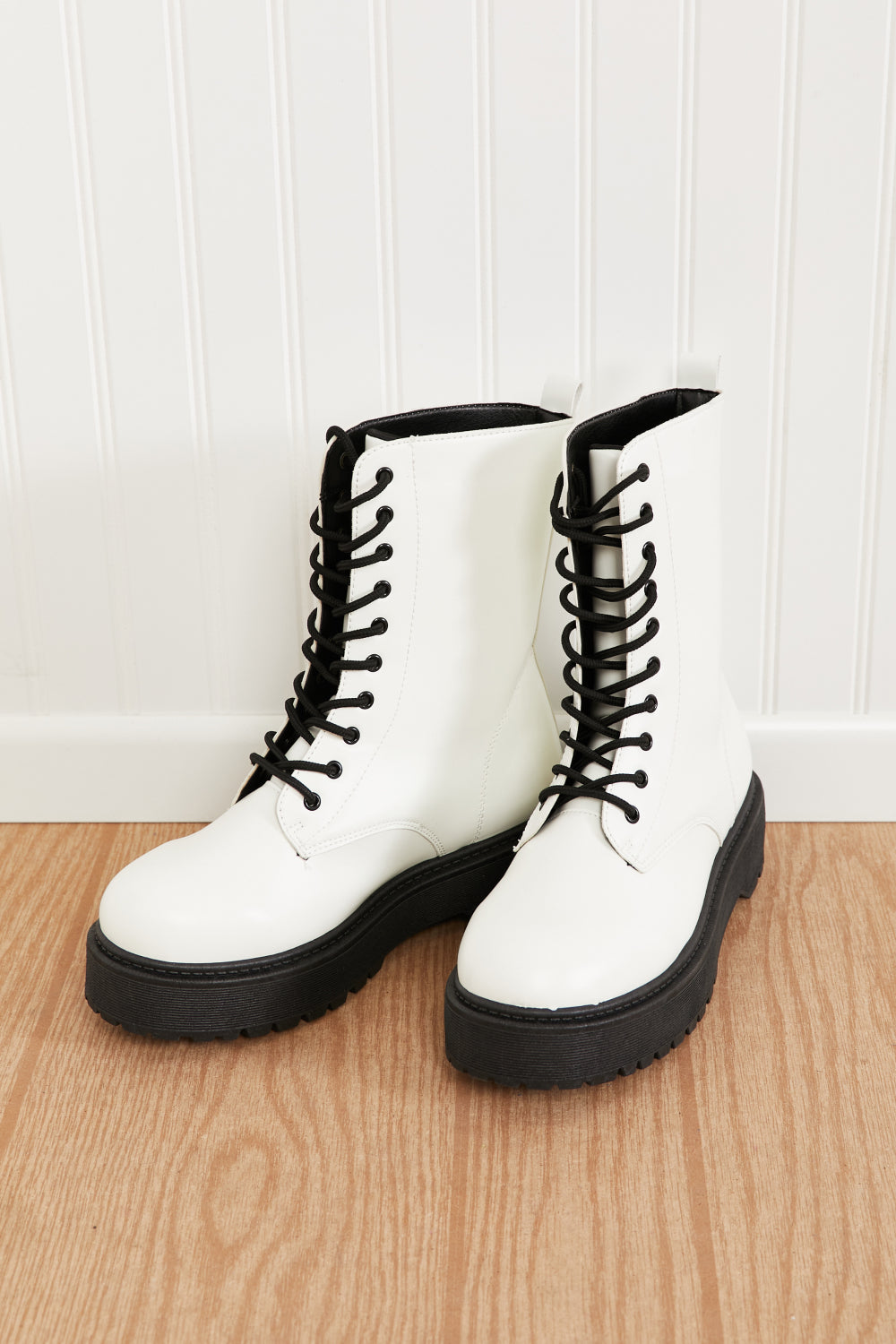 Weeboo Big Steps Platform Combat Boots in White