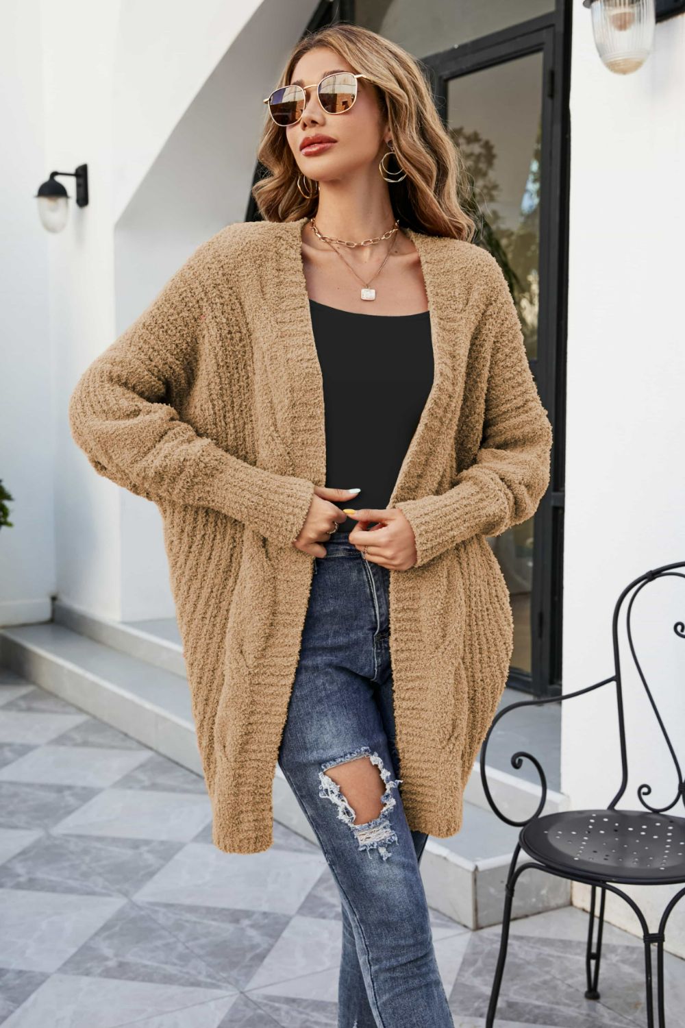 Chunky Knit Open Front Cardigan