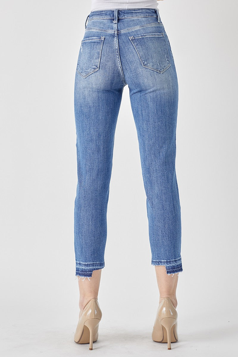 RISEN Distressed Hem Detail Cropped Jeans