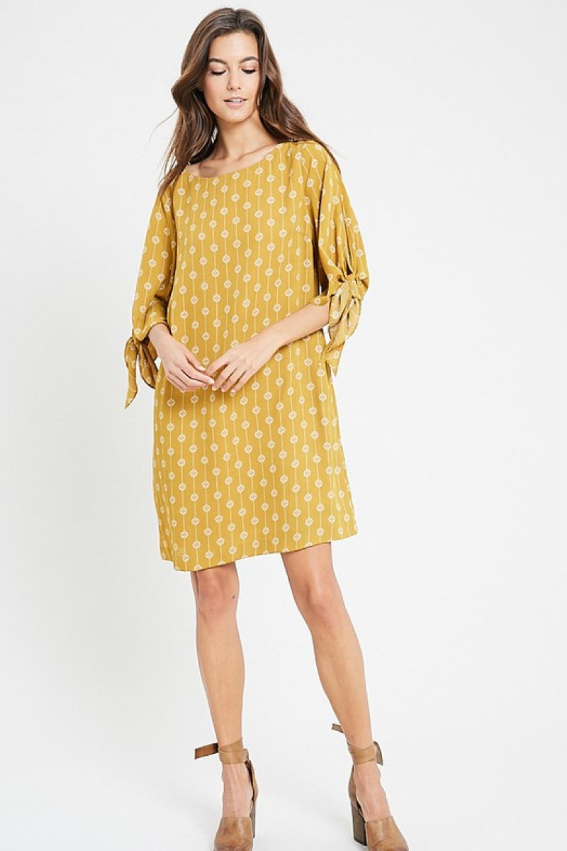 Printed Tie Sleeve Dress