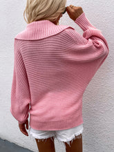 Load image into Gallery viewer, Collared Lantern Sleeve Rib-Knit Sweater
