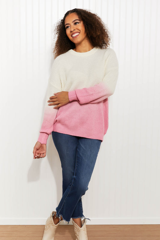 Sew In Love Cotton Candy Dreams Full Size Dip-Dye Ombre Sweater