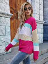 Load image into Gallery viewer, Striped Chunky Knit Long Sleeve Sweater
