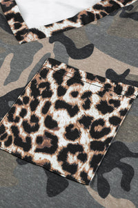 Leopard Camouflage Print V-Neck Long Sleeve Tee