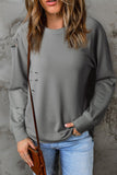 Distressed Long Raglan Sleeve Top