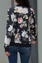 Load image into Gallery viewer, Floral Print Zip Up Bomber Jacket
