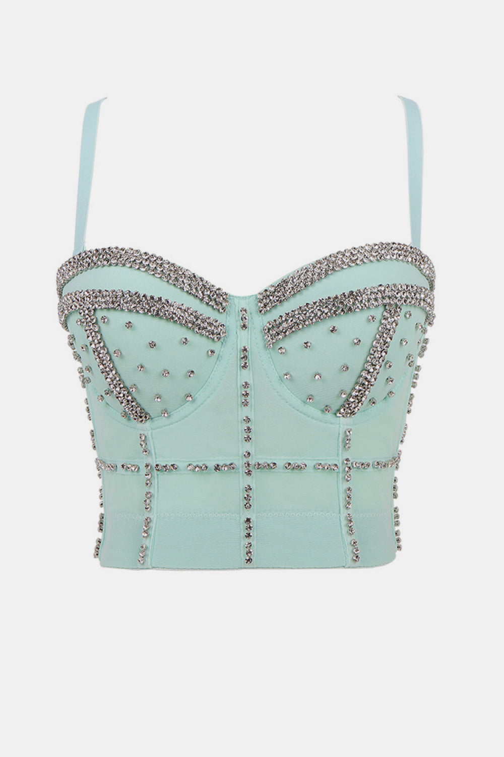 Rhinestone Trim Adjustable Strap Bustier with Boning