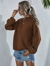 Load image into Gallery viewer, Openwork Chunky Knit Lantern Sleeve Sweater
